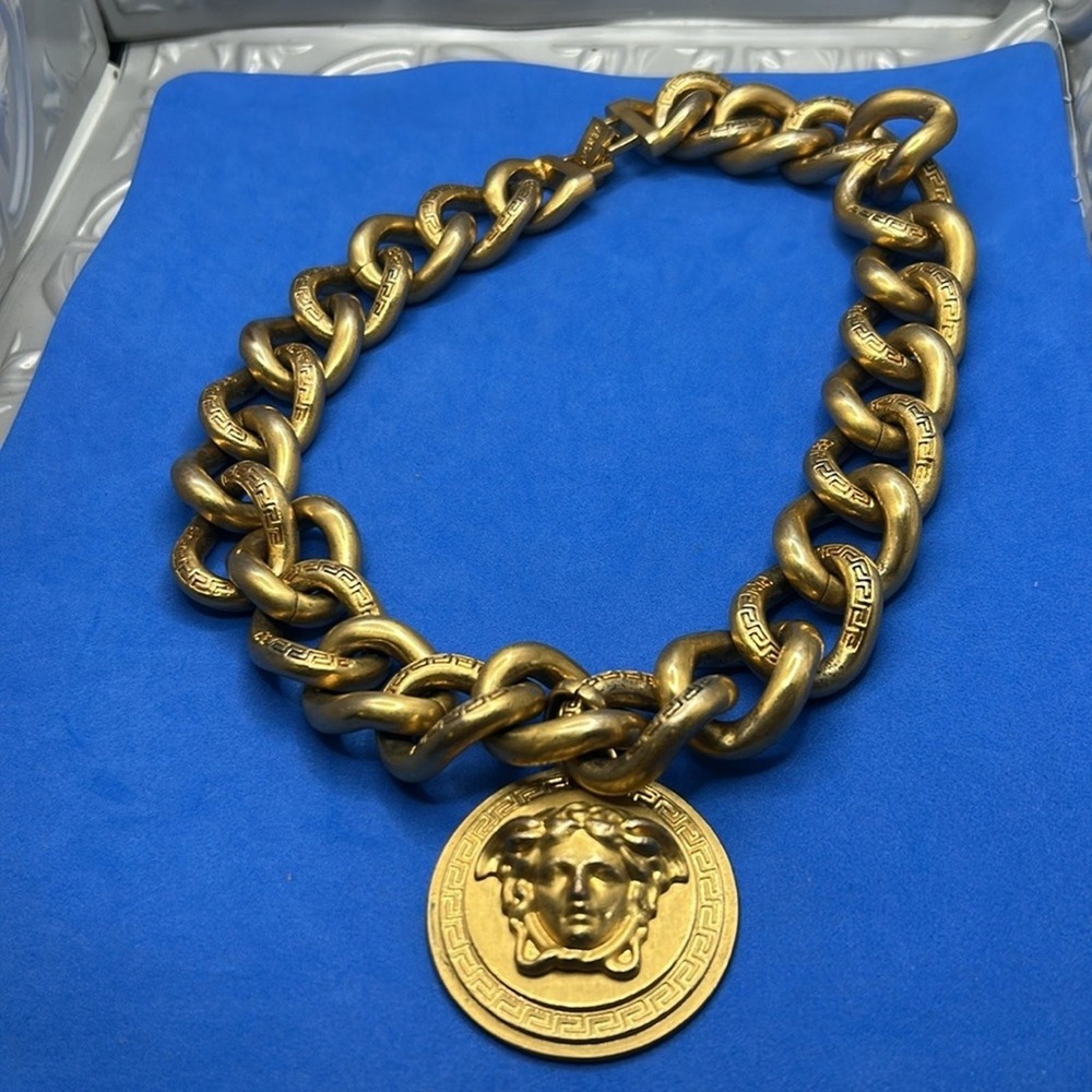 Versace 18k gold plated Medusa chain necklace